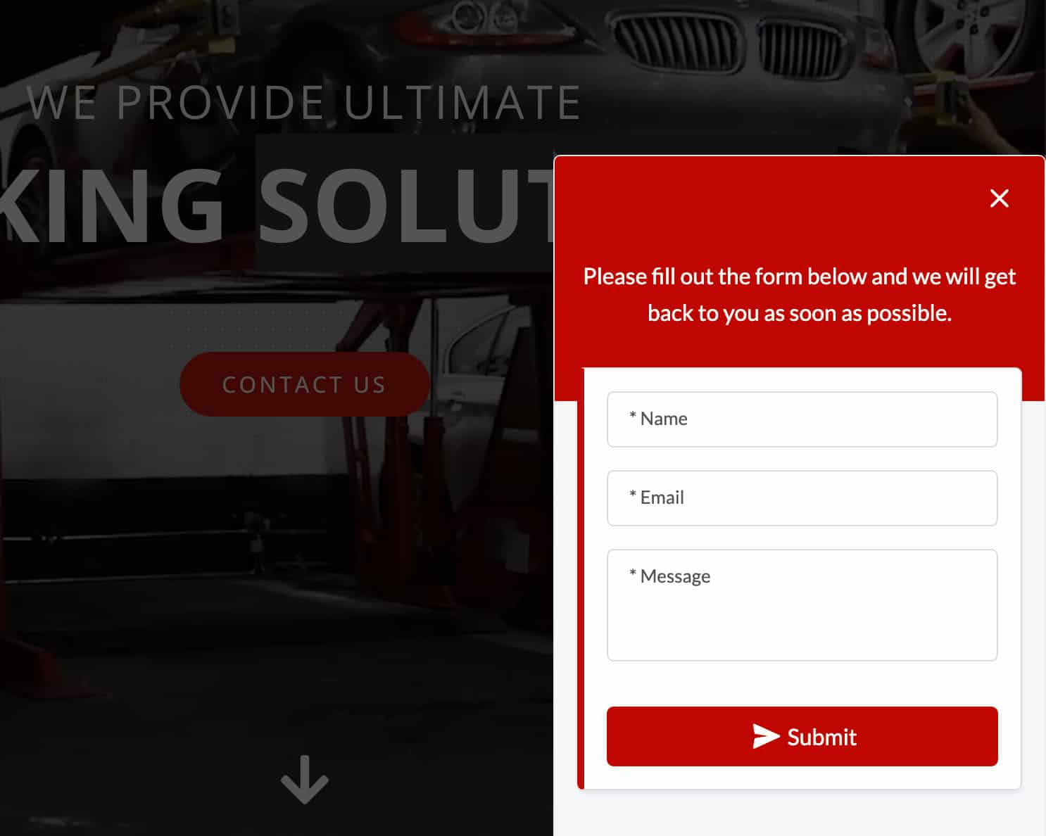 parking solutions contact page design