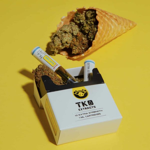cannabis placed inside a cone with tk extracts vape
