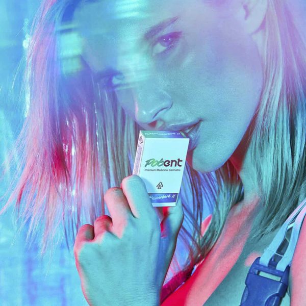 woman posing with cannabis product pobent