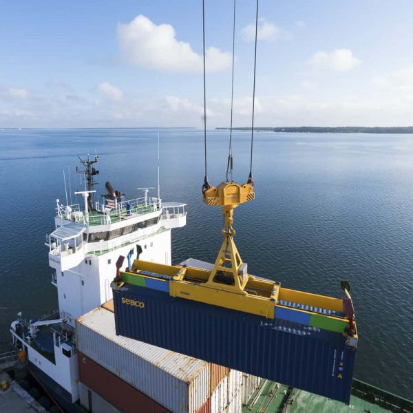 A container being lifted of a ship in Florida
